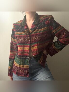 2000’s Prophecy by Sag Harbor jewel tone printed blazer